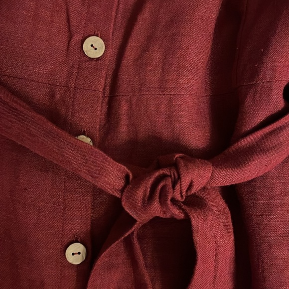 Burgundy Maxi Linen Dress - Picture 8 of 12